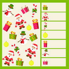 Christmas I spy. Kids mini game for development.