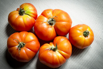 Group of uncooked raw red tomatoes