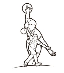 Bowling Sport Players Bowler Male and Female Action Cartoon Graphic Vector