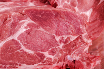 pork raw chopped steak top view, home cooking concept, protein food ingredient, background with...