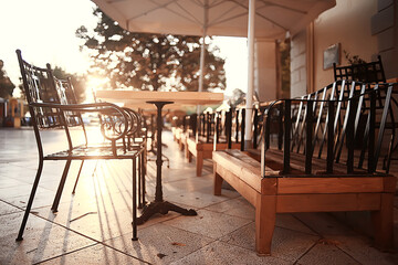 empty summer cafe without people quarantine coronavirus europe