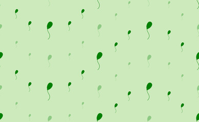 Seamless pattern of large and small green balloon symbols. The elements are arranged in a wavy. Vector illustration on light green background