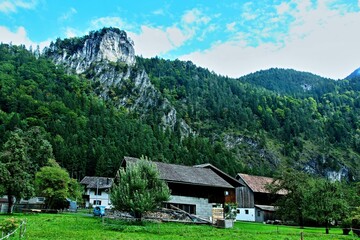 Fototapeta na wymiar Austria-View from the village of Loruns in the Montafon valley