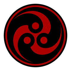 Vector design.Tomoe hams symbol formed by three magatama © DeibyVargas