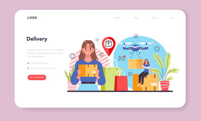 Online business web banner or landing page. People forming a business