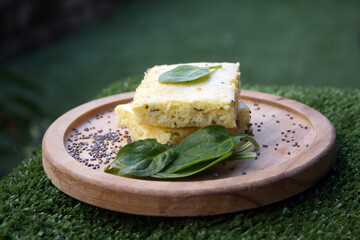 Cheese bread bake with chia seeds and spinach.