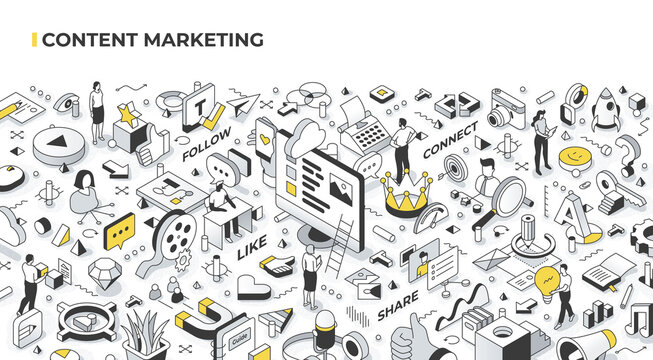 Content Marketing Isometric Illustration
