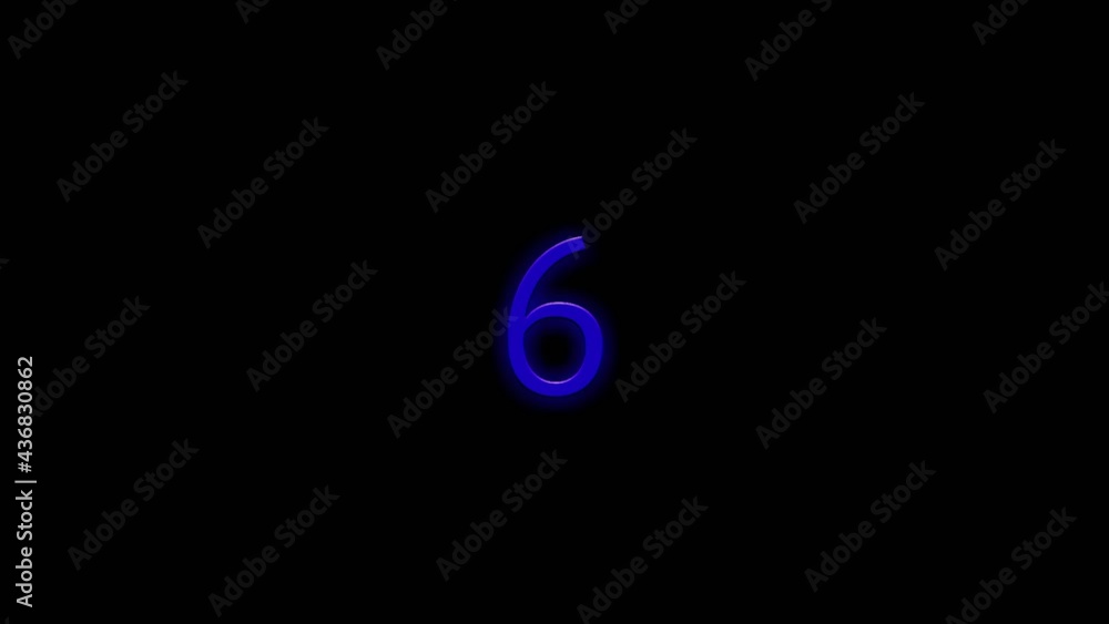 Poster neon countdown number ten to zero animation on black background. 4k timer concept