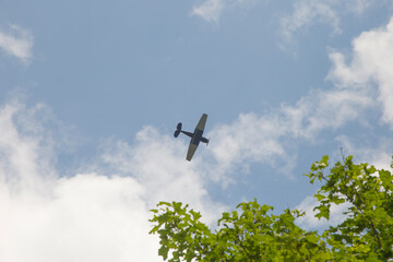 retro plane in the sky background