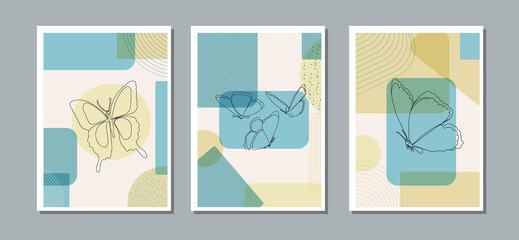 flying butterfly sketch on an abstract  background, painting on the wall, vector