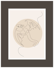 dragon sketch on background, painting on the wall, vector