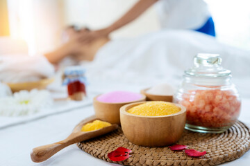 Closeup on spa therapy ingredients