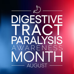 Digestive tract paralysis awareness month is observed every year in August. refers to an inconsistent movement of certain parts which turn poses challenges to the smooth operation of the gut. vector