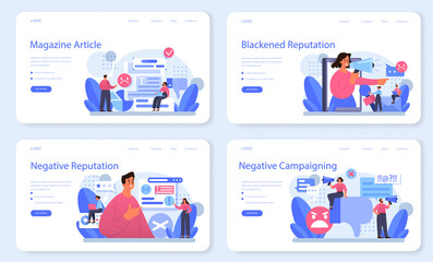 Negative campaigning web banner or landing page set. Brand negative reputation