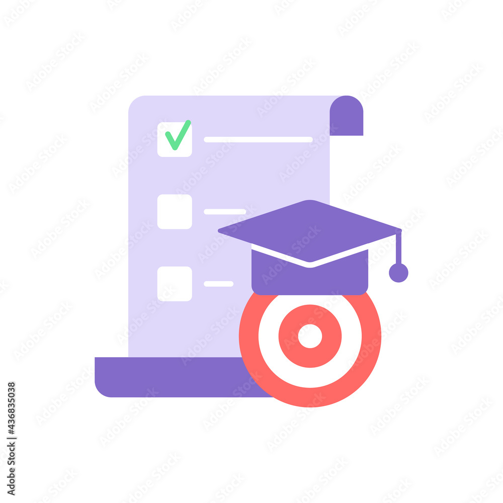 Poster studying goals vector flat color icon. focus on education. learning plan. skill development program,