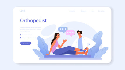 Orthopedics doctor web banner or landing page. Idea of joint