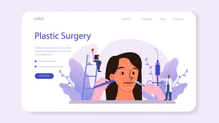 Plastic surgeon web banner or landing page. Idea of body and face correction