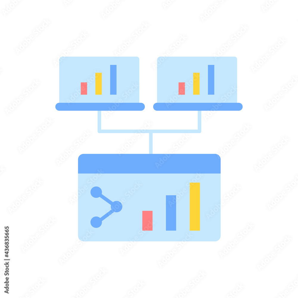 Poster sharing documents online vector flat color icon. internet conference for work. networking remotely. 