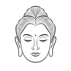 Buddha head vector illustration line art isolated