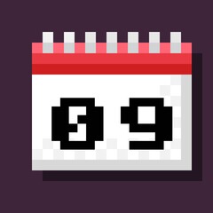 Calendar pixel art. Vector illustration.