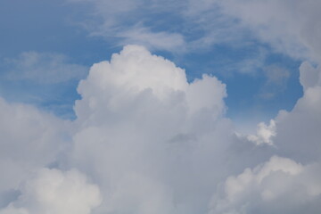white fluffy clouds on blue sky in summer

