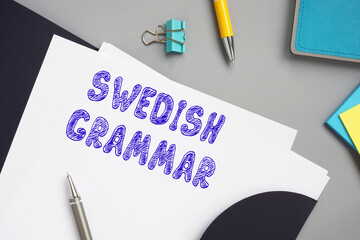  SWEDISH GRAMMAR sign on the sheet.