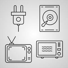 Electronics And Devices Line Icons Set Isolated On White Outline Symbols Electronics And Devices