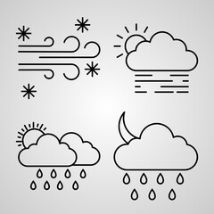 Weather Symbol Collection On White background Weather Outline Icons