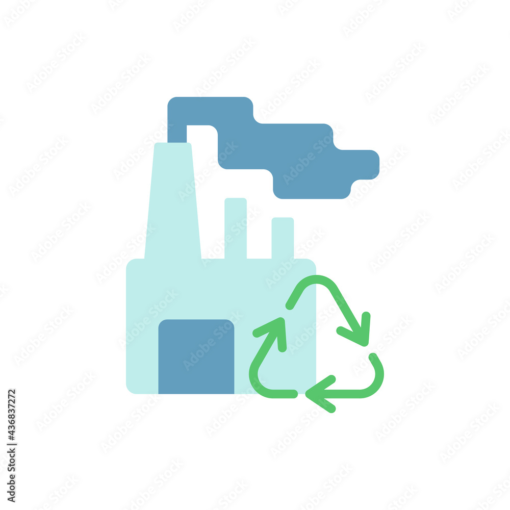 Poster recycling vector flat color icon. converting waste materials into new objects. recovery and reproces