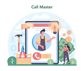 Electrician online service or platform. Electricity works service worker