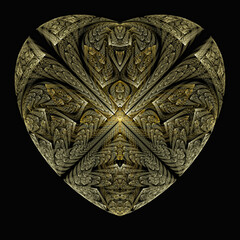 3d effect - abstract fractal heart graphic 