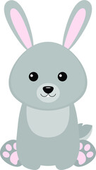 Obraz premium Cartoon Rabbit. Vector illustration of cute sitting rabbit in flat style.