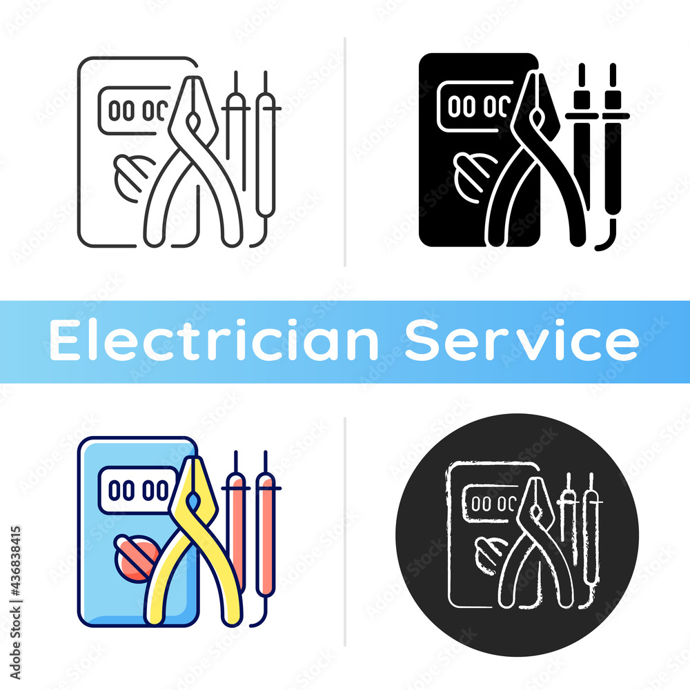 Poster electrician tools icon. test instruments. ensuring optimal safety. screwdrivers. electrical engineer