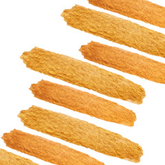 Golden grunge hand drawn strokes  texture isolated on white