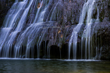 Spring in Gorg De L Olla waterfall in La Garrotxa, Girona, Spain