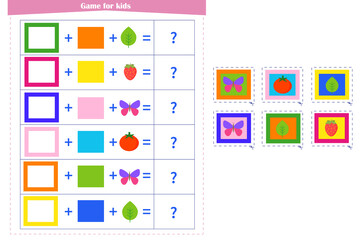  Logic game for children. Fold the elements and choose the answer from the options