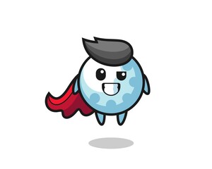 the cute golf character as a flying superhero