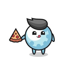 cute golf cartoon eating pizza