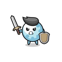 cute golf soldier fighting with sword and shield