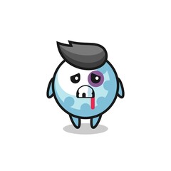 injured golf character with a bruised face