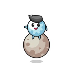 illustration of golf cartoon sitting on the moon