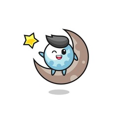illustration of golf cartoon sitting on the half moon