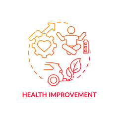 Health improvement concept icon. Carbon offsetting benefit abstract idea thin line illustration. Mitigating climate change. Reducing transport emissions. Vector isolated outline color drawing