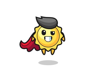 the cute sun character as a flying superhero
