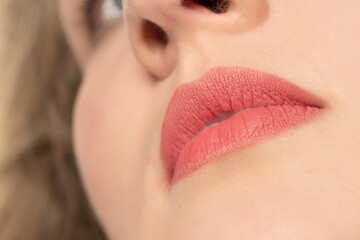 female lips with matte lipstick