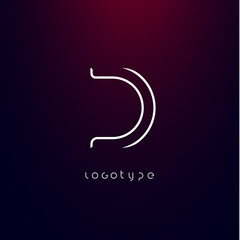 Futurism style letter D. Minimalist type for modern futuristic logo, elegant cyber tech monogram, digital device and hud graphic. Minimal style symbol, vector design