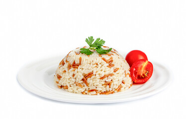 Traditional delicious Turkish food; Turkish style rice pilaf (Turkish name; Arpa sehriyeli pirinc pilavi)