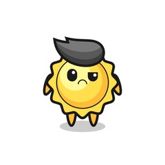 the mascot of the sun with sceptical face