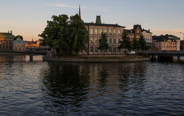 Stockholm. View of the city against the background of the evening sky
