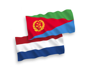 Fototapeta premium Flags of Eritrea and Netherlands on a white background